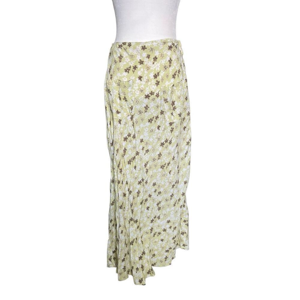 90s green floral fairy core pocket maxi skirt